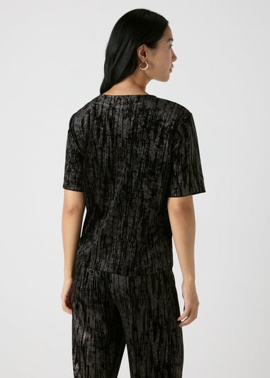 Et Vous Black Glitter Velvet Top