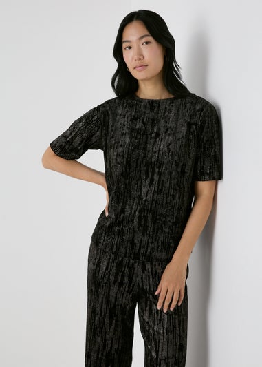 Et Vous Black Glitter Velvet Top