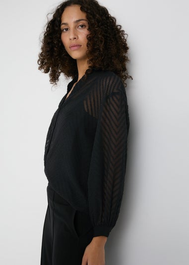 Et Vous Black Burnout Chiffon Shirt