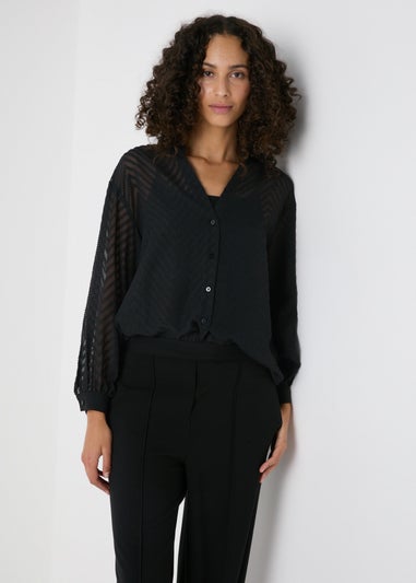 Et Vous Black Burnout Chiffon Shirt