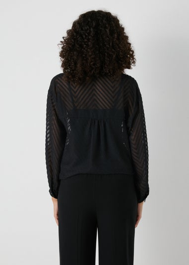 Et Vous Black Burnout Chiffon Shirt