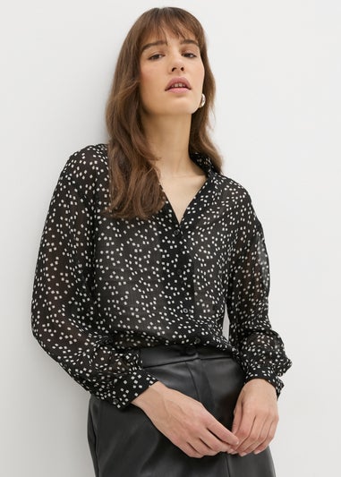 Et Vous Black Square Print Shirt