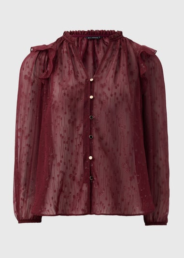 Et Vous Burgundy Frill Blouse