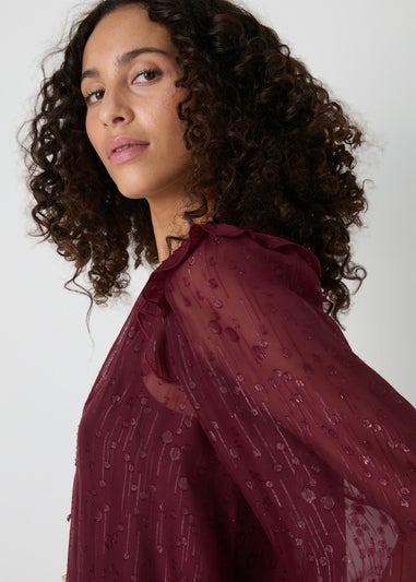 Et Vous Burgundy Frill Blouse