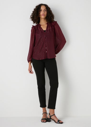 Et Vous Burgundy Frill Blouse