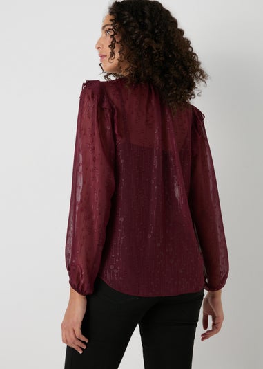 Et Vous Burgundy Frill Blouse