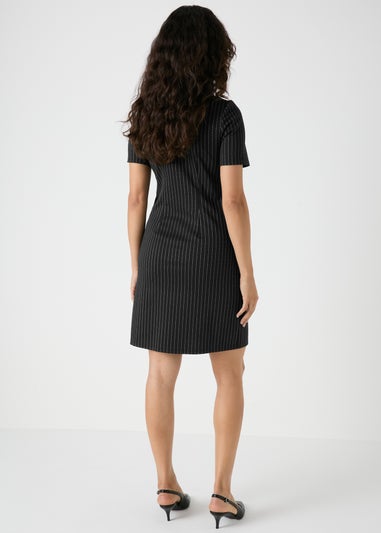 Et Vous Grey Ponte Stripe Dress