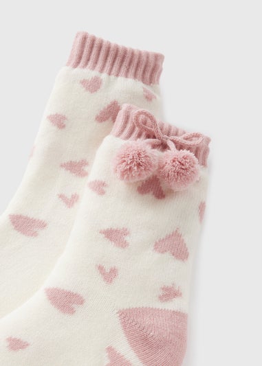 Pink Heart Slipper Socks