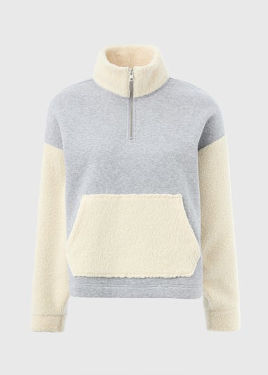 Grey Contrast Borg Fleece