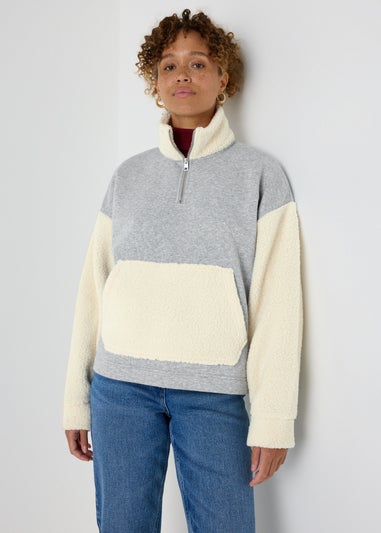 Grey Contrast Borg Fleece