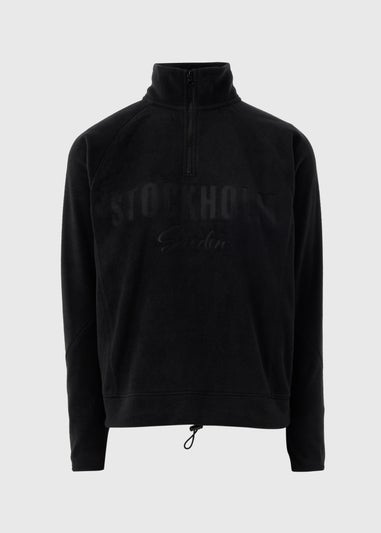 Black Half Zip Fleece Sweatshirt