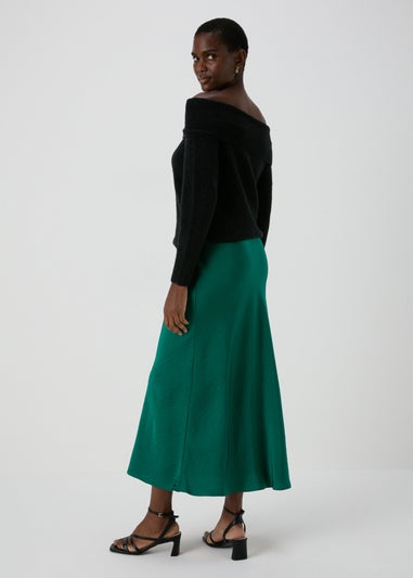 Green Midi Satin Skirt