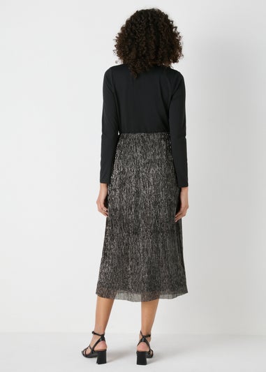 Et Vous Black Lurex Midi Skirt