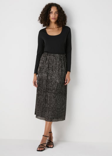 Et Vous Black Lurex Midi Skirt