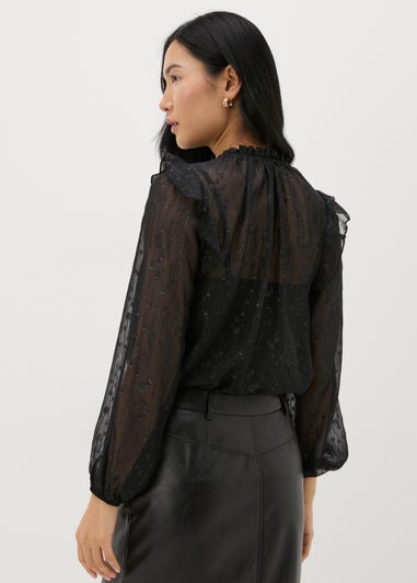 Et Vous Black Frill Shoulder Blouse