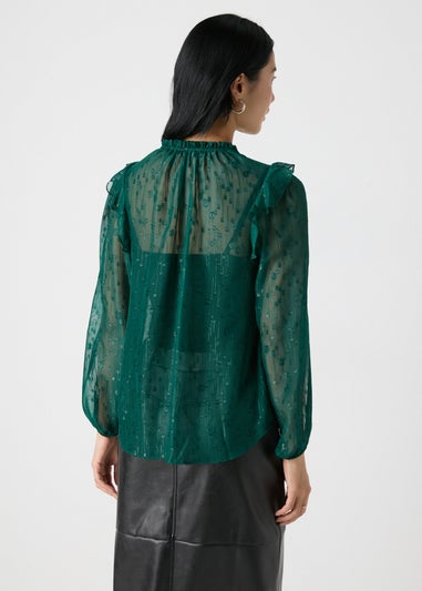 Et Vous Green Frill Shoulder Blouse