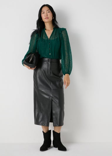 Et Vous Green Frill Shoulder Blouse