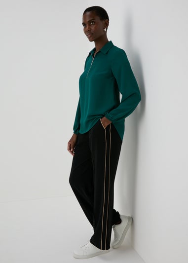 Et Vous Green Zip Blouse