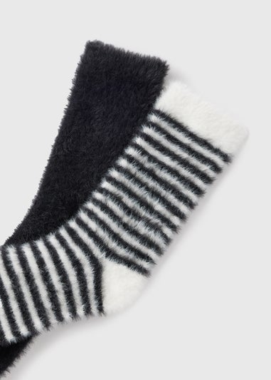 2 Pack Black Brushed Cosy Socks