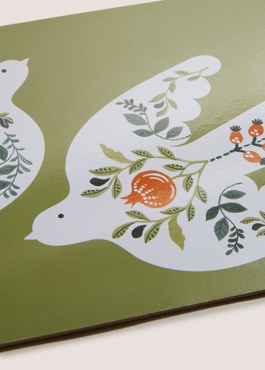 4 Pack Green Bird Cork Placemats