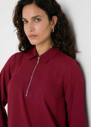 Et Vous Burgundy Zip Blouse