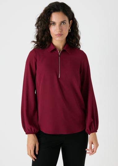 Et Vous Burgundy Zip Blouse