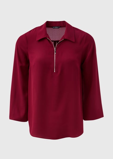 Et Vous Burgundy Zip Blouse