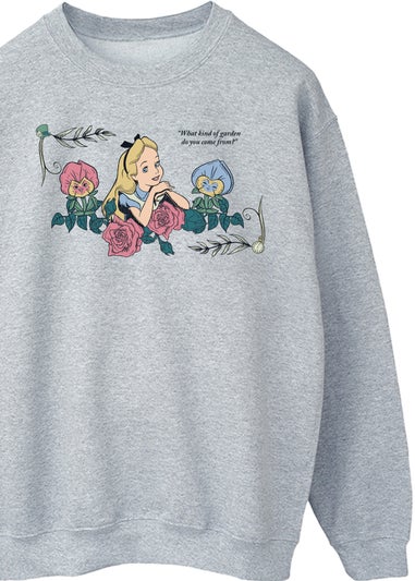 Disney Alice In Wonderland What Kind Of Garden Heather Grey Printed Sweatshirt