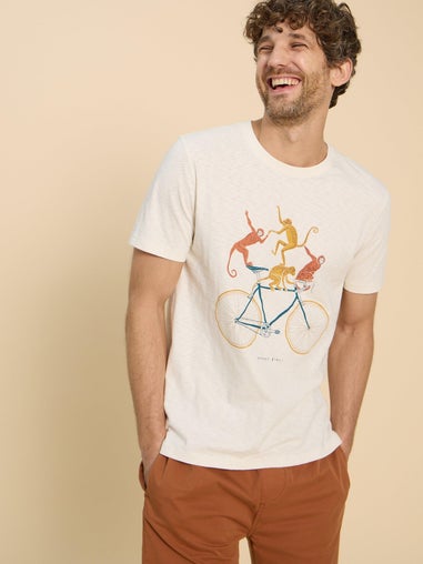 T-Shirt mit Affen auf Fahrrad Motiv