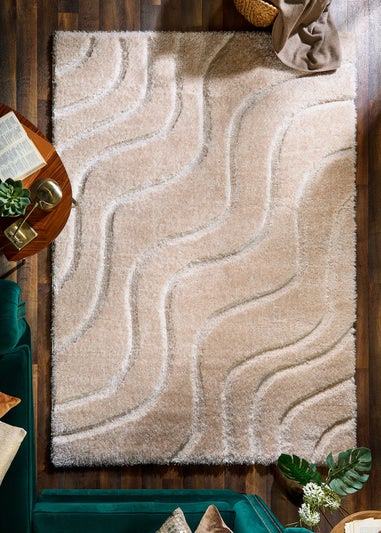 Origins Cream Soft Carved Wave Rug