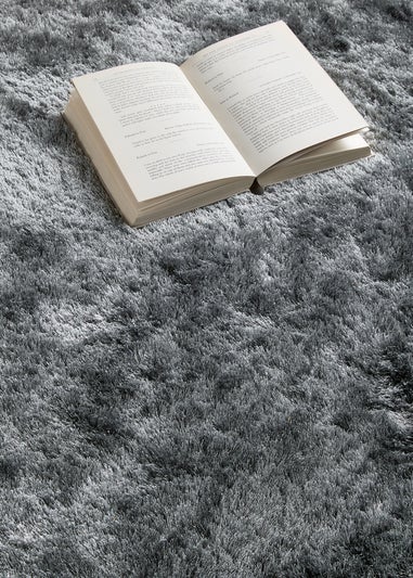 Origins Charcoal Shimmer Shaggy Border Rug