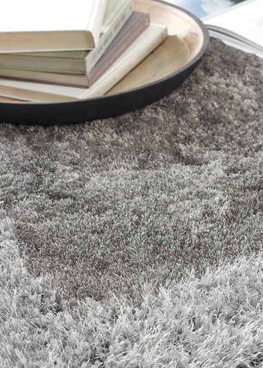 Origins Silver Shimmer Shaggy Border Rug (120X170)