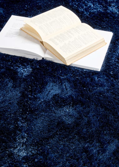 Origins Indigo Shimmer Shaggy Border Rug (80X150)