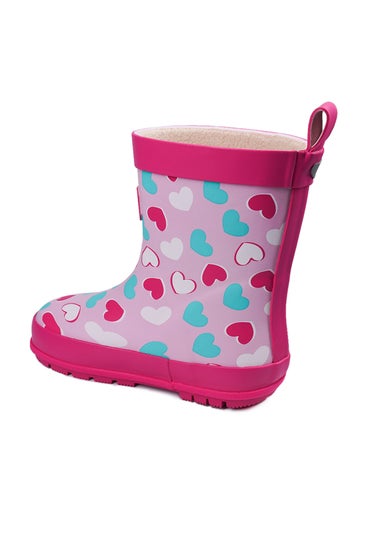 ToeZone Girls Pink Belle Love Heart Wellies (Younger 6- Older 12)