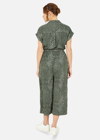 Yumi Green Animal Print Jumpsuit