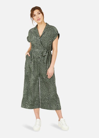 Yumi Green Animal Print Jumpsuit