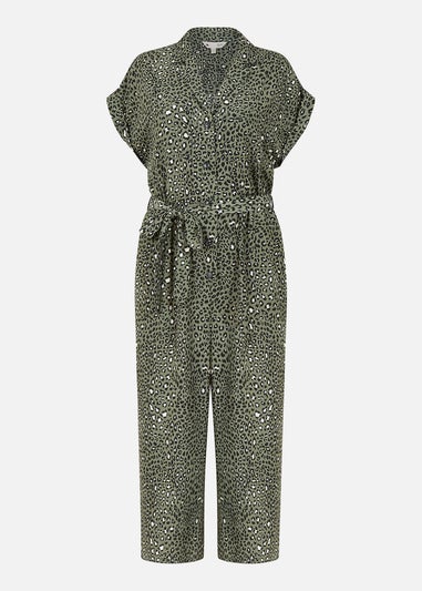 Yumi Green Animal Print Jumpsuit