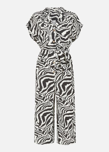 Yumi Black Zebra Print Jumpsuit