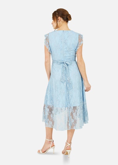 Yumi Blue Frill Cross Over Skirt Lace Dress