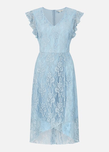 Yumi Blue Frill Cross Over Skirt Lace Dress