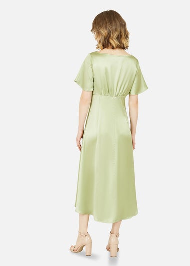 Yumi Green Satin Button Down Dress