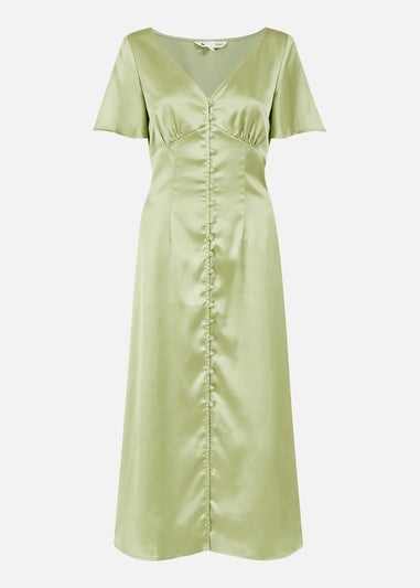 Yumi Green Satin Button Down Dress
