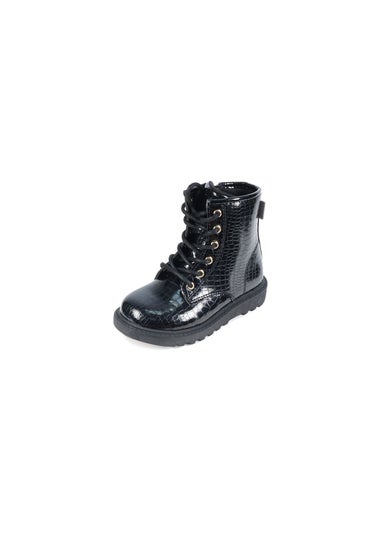ToeZone Girls Black Stella Patent Boot (Younger 8-Older 2)