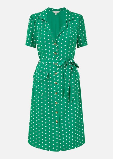 Yumi Green Spot Retro Shirt Dress