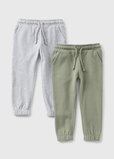 Boys 2 Pack Green & Grey Joggers (1-7yrs)