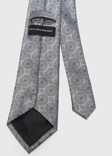 Taylor & Wright Silver Geometric Tie