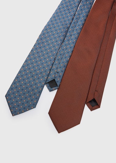 2 Pack Taylor & Wright Blue & Rust Geometric Ties