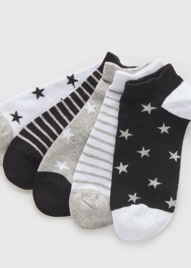 5 Pack Girls Star Trainer Socks (Younger 6-Older 5.5)