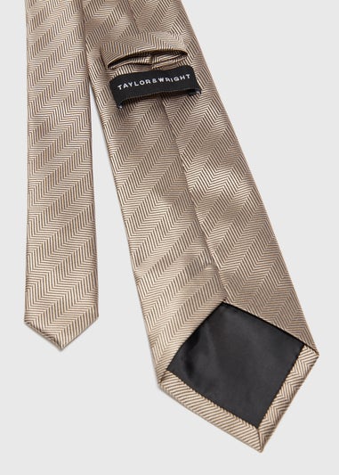 Taylor & Wright Taupe Herringbone Tie