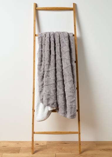 Grey Cable Fleece Throw